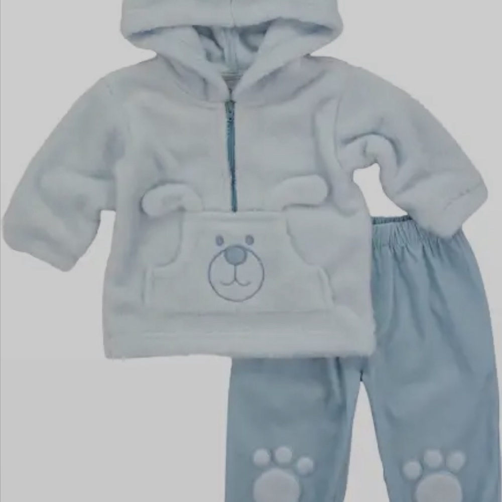 NWT Florence Eiseman Boys Plush Embroidered Dog Hoodie w/pants, 18M, Sold out